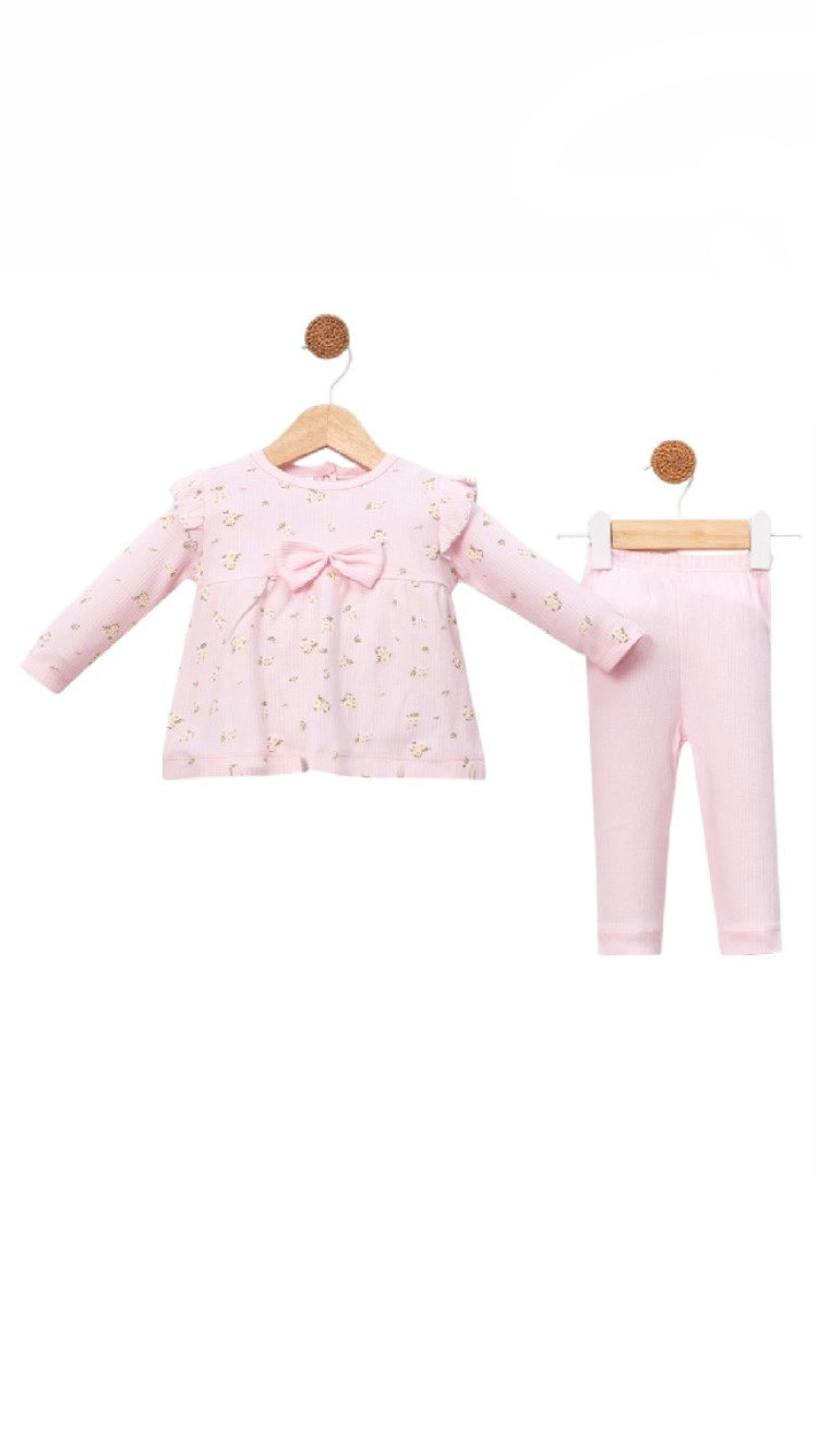 ÇİÇEK BASKILI OMUZU FIRFIRLI TAKIM